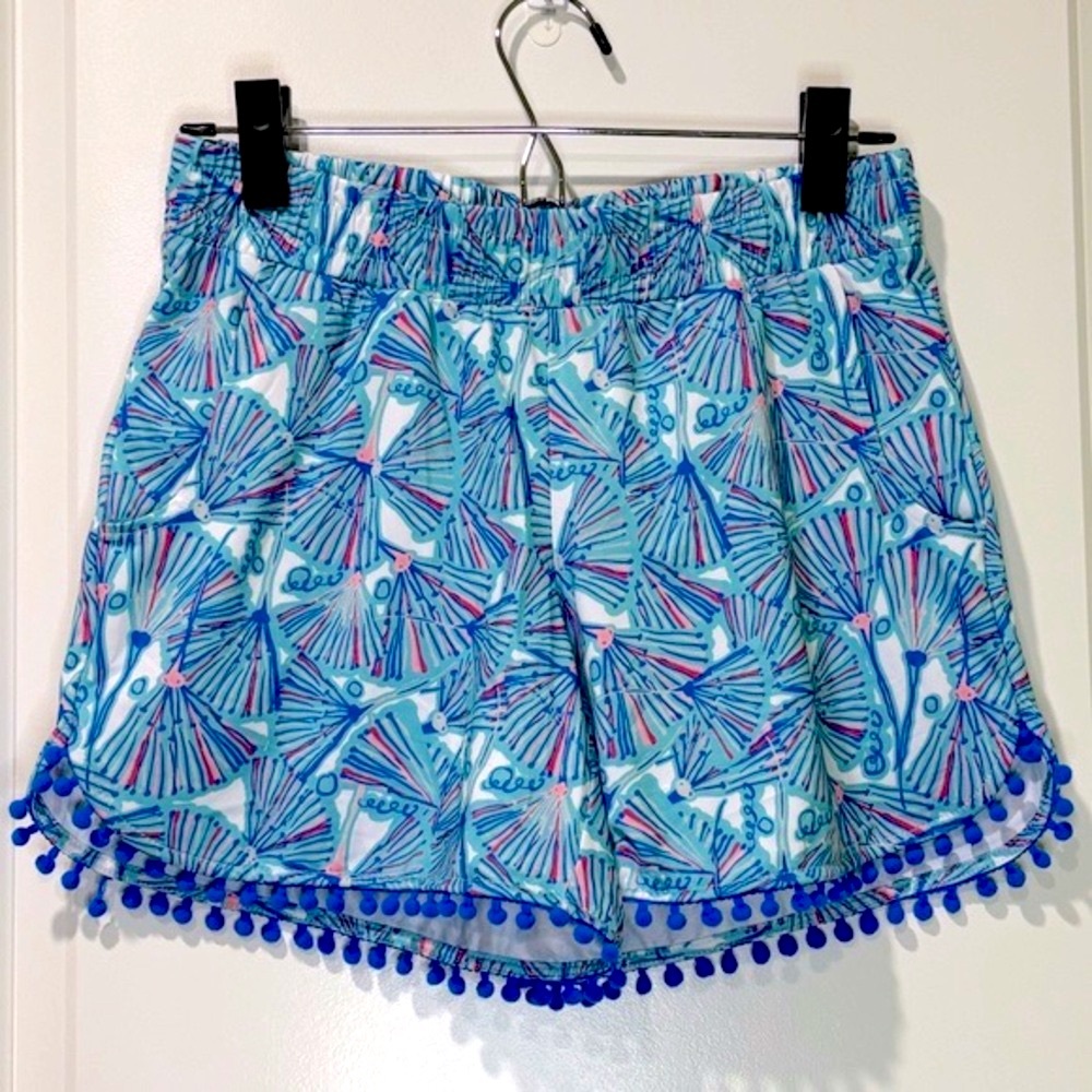 Tracy Negoshian Skylar Fanfare Blue PomPom Shorts Size XXS